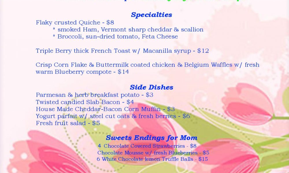 Mother’s Day Menu from Sir Loin’s Catering