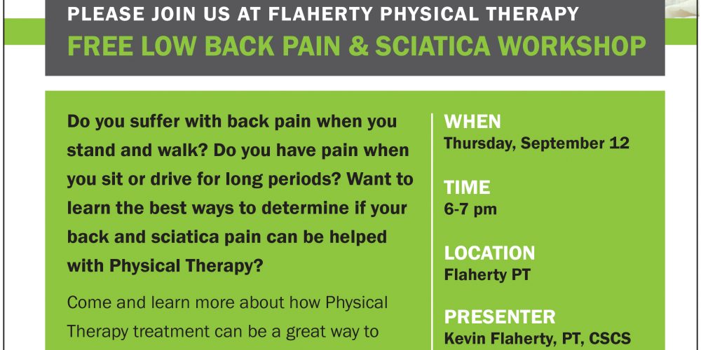 Flaherty PT to Host Free Low Back Pain & Sciatica Workshop