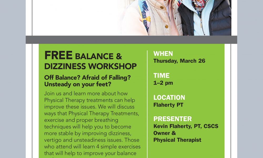 Flaherty Physical Therapy to Host Balance and Dizziness Workshop