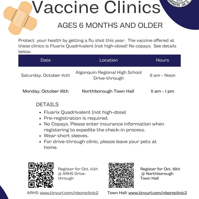 FREE FLU CLINIC AT NORTHBOROUGH TOWN HALL | PRE-REGISTRATION REQUIRED