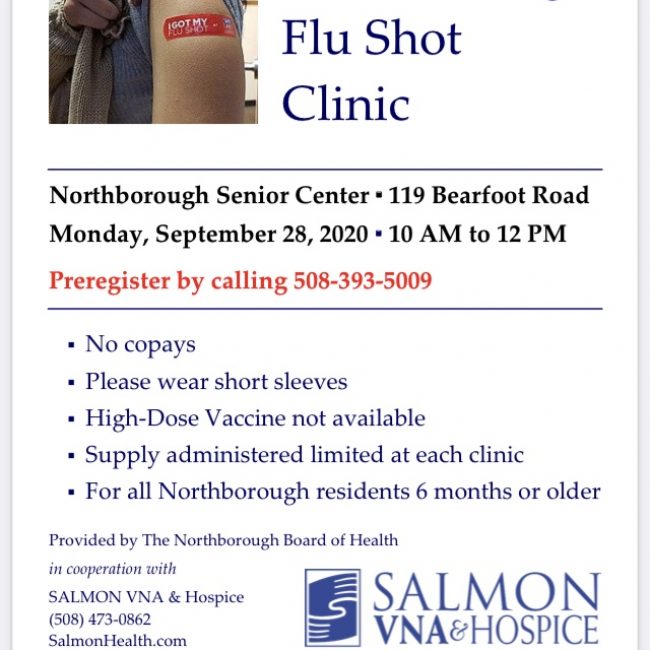 Northborough flu shot clinic on 9/28