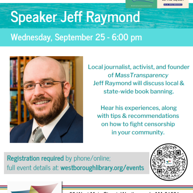 Speaker Jeff Raymond on Banned Books at the Westborough Public Library