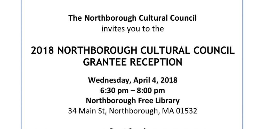 Northborough Cultural Council to hold grant award reception on April 4