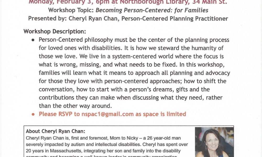 Becoming Person-Centered:  a workshop for families with Cheryl Ryan Chan