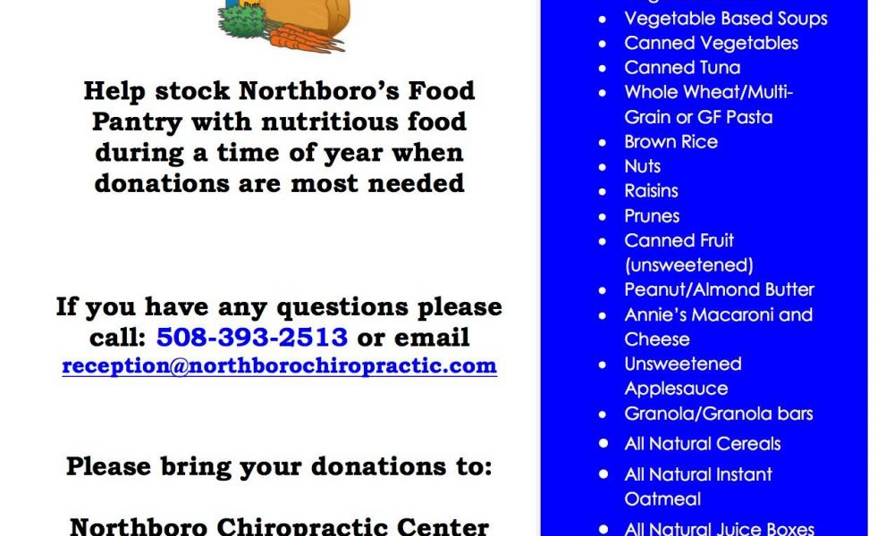Healthy Food Drive at Northboro Chiropractic Center