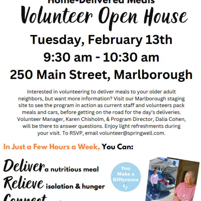 Home-Delivered Meals Volunteer Open House by Springwell