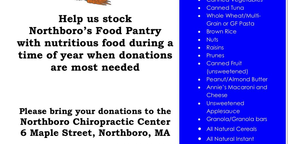 Northboro Chiropractic is collecting for the Northborough Food Pantry