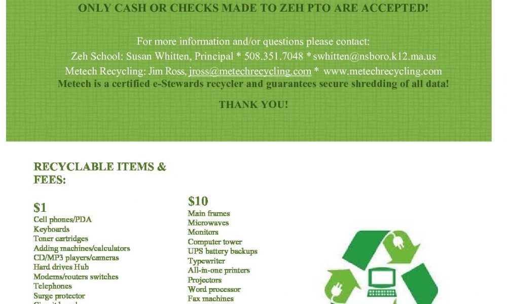 Zeh School to Host Electronics Recycling Event