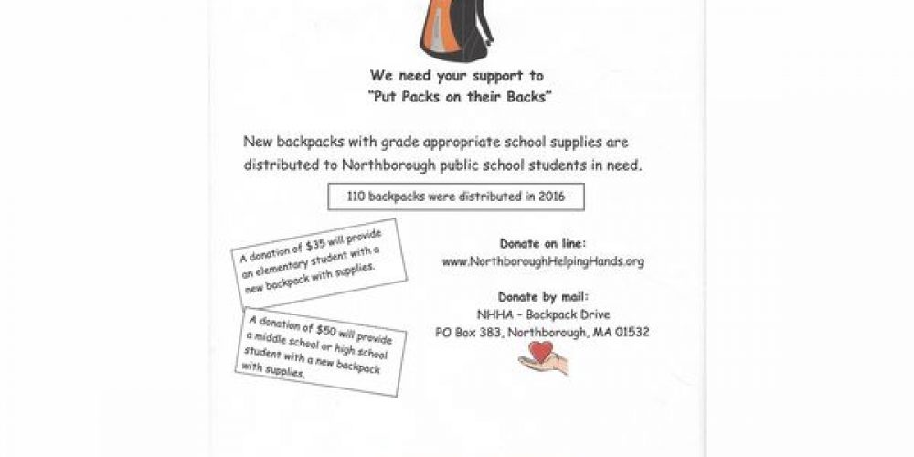 Annual Backpack Drive Looking for Sponsors