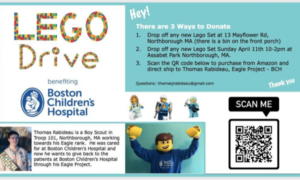 Lego Drive to benefit Boston Children’s Hospital