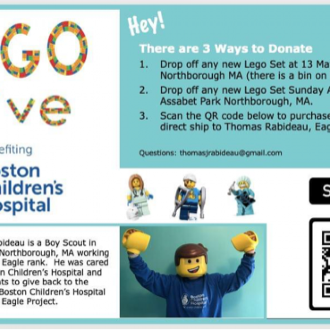 Lego Drive to benefit Boston Children&#8217;s Hospital