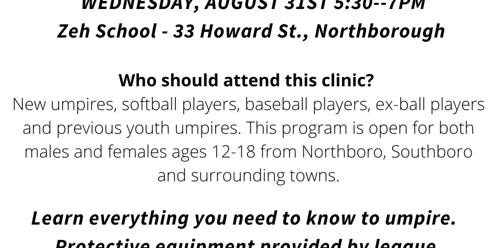 Youth softball umpire clinic to be held