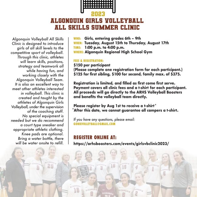 ARHS Girls Volleyball All Skills Clinic 2023