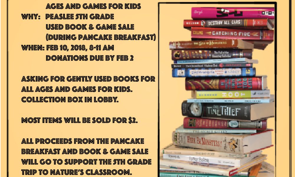 Peaslee 5th Grade Collecting Used Books and Games